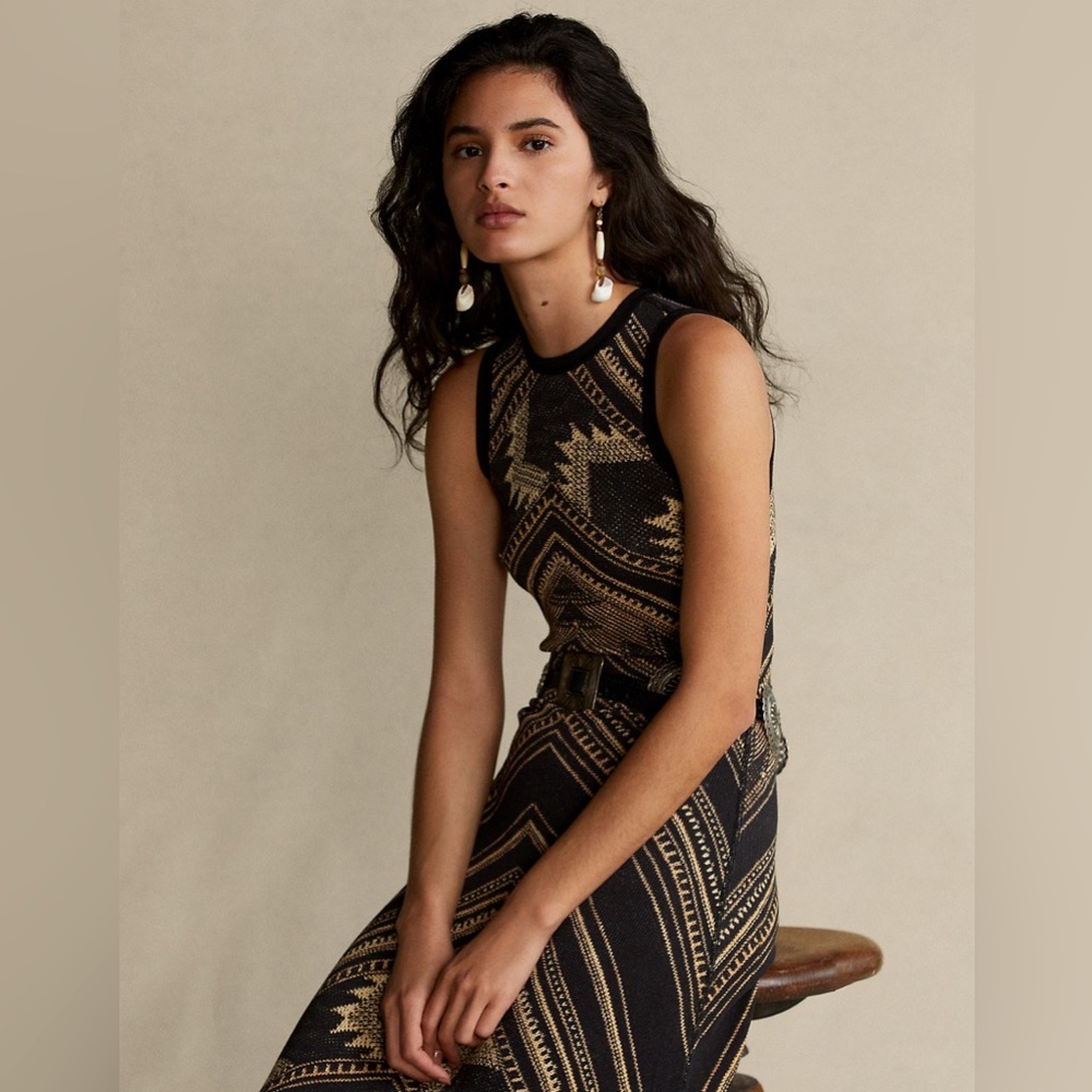 Polo Ralph Lauren Southwestern Black and Tan Native Western Dress Women’s Size S